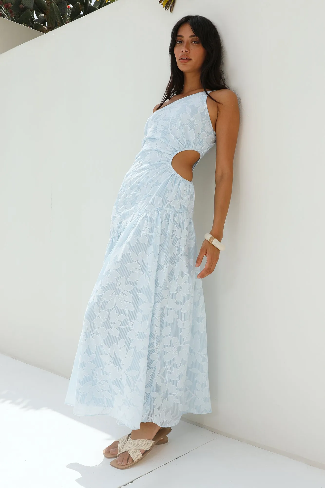 Fully Focused One Shoulder Maxi Dress Blue sold by Fortunate One product image thumbnail 3