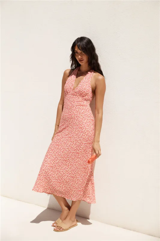 Island Dream Halter Maxi Dress Red sold by Fortunate One