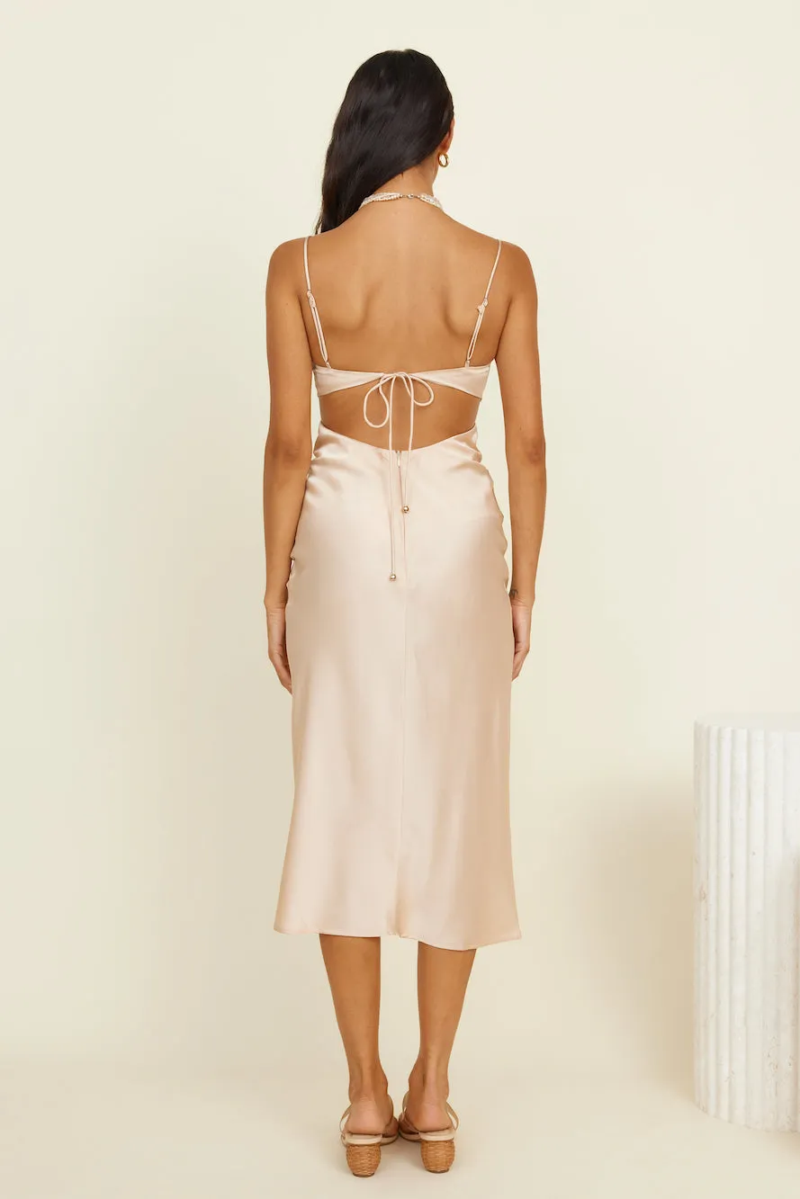 Tranquil Evenings Midi Dress Champagne sold by Fortunate One product image thumbnail 5