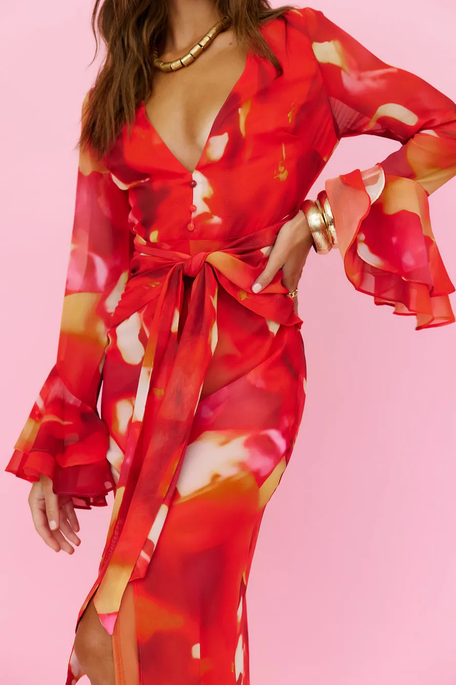 Around The Oasis Maxi Dress Red sold by Fortunate One product image thumbnail 4