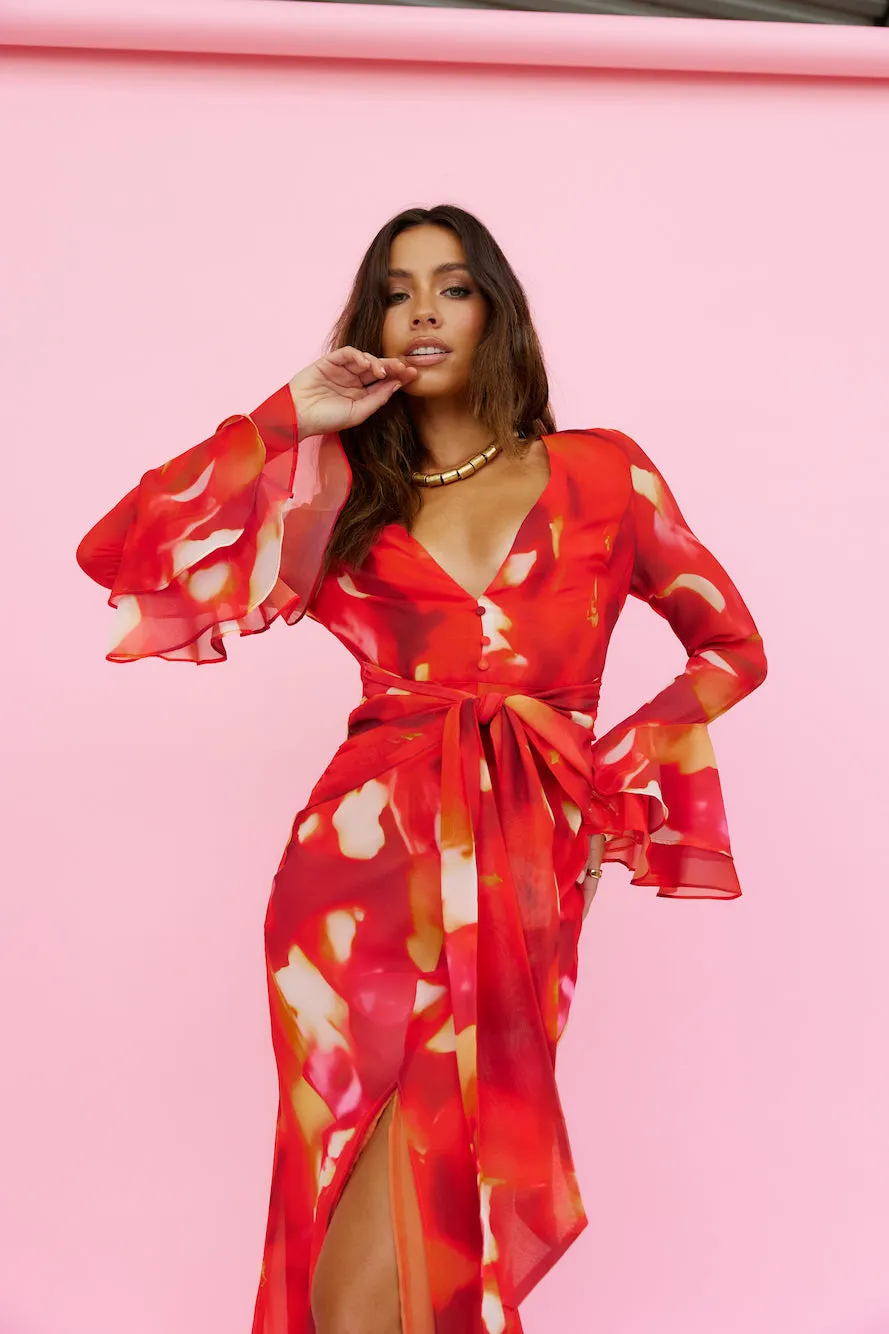 Around The Oasis Maxi Dress Red sold by Fortunate One product image thumbnail 2