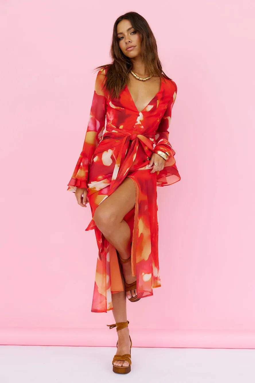 Around The Oasis Maxi Dress Red sold by Fortunate One product image thumbnail 5