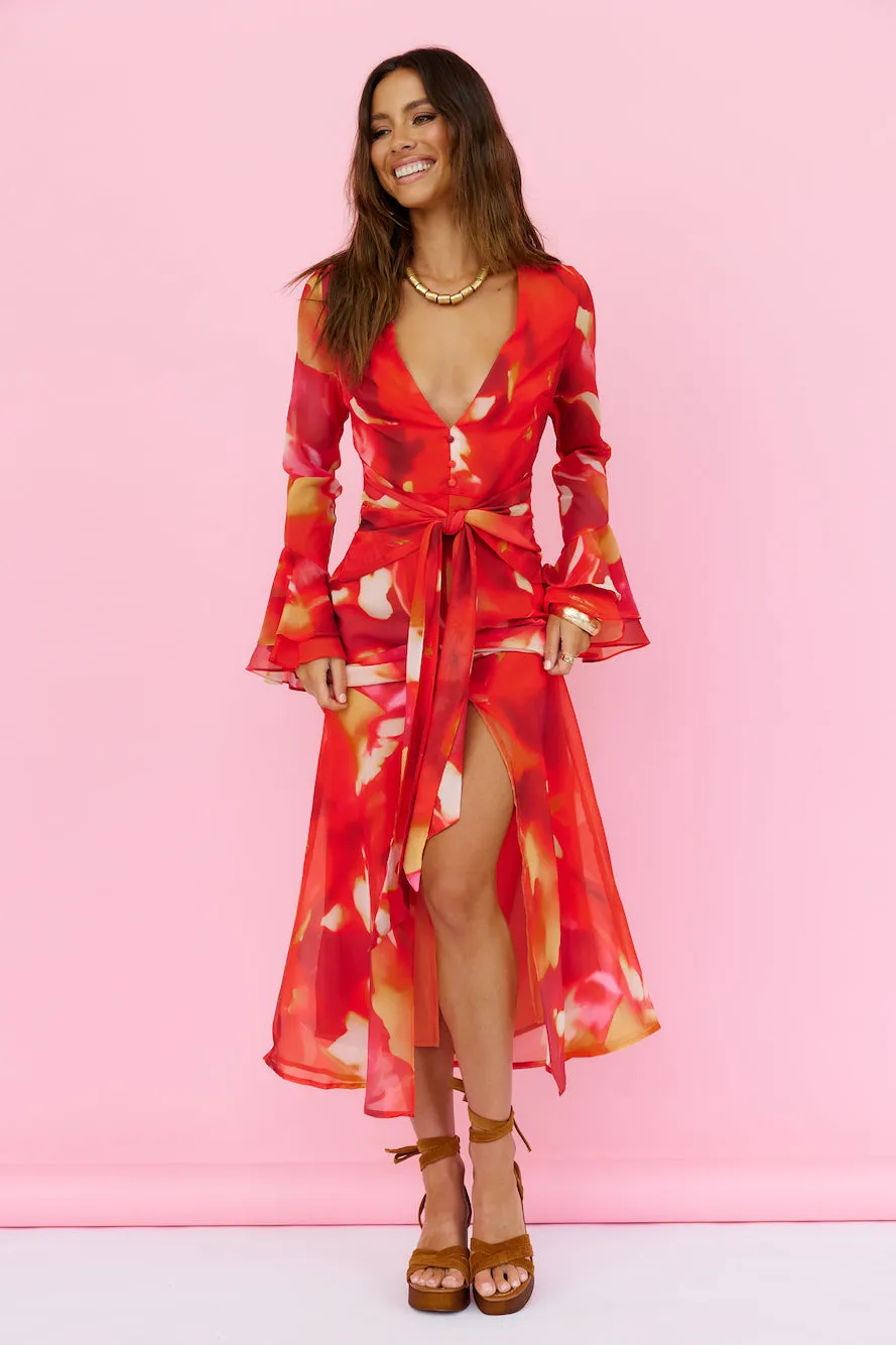 Around The Oasis Maxi Dress Red sold by Fortunate One product image thumbnail 3
