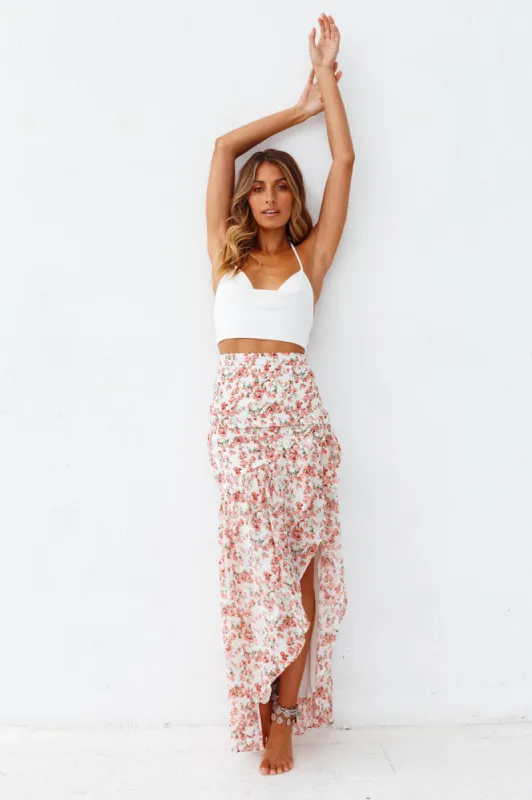 HELLO MOLLY Romance On The Horizon Maxi Skirt White sold by Fortunate One