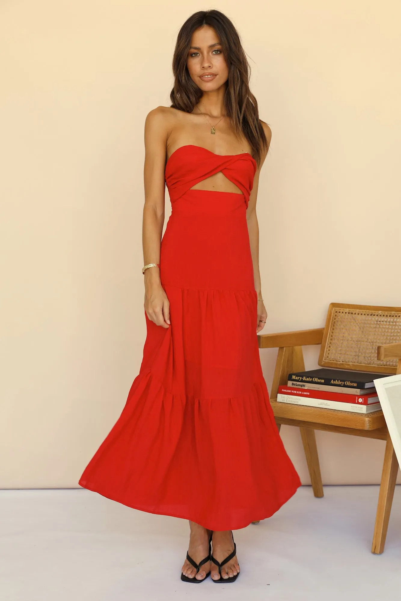 Free Falling Maxi Dress Red sold by Fortunate One product image thumbnail 4