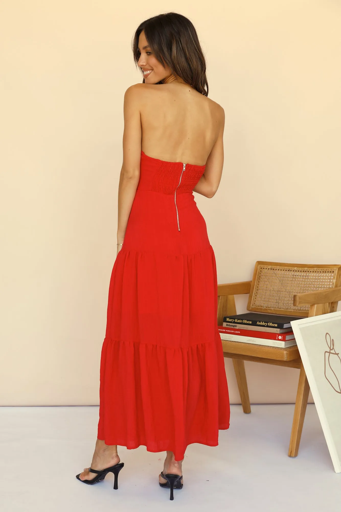 Free Falling Maxi Dress Red sold by Fortunate One product image thumbnail 5