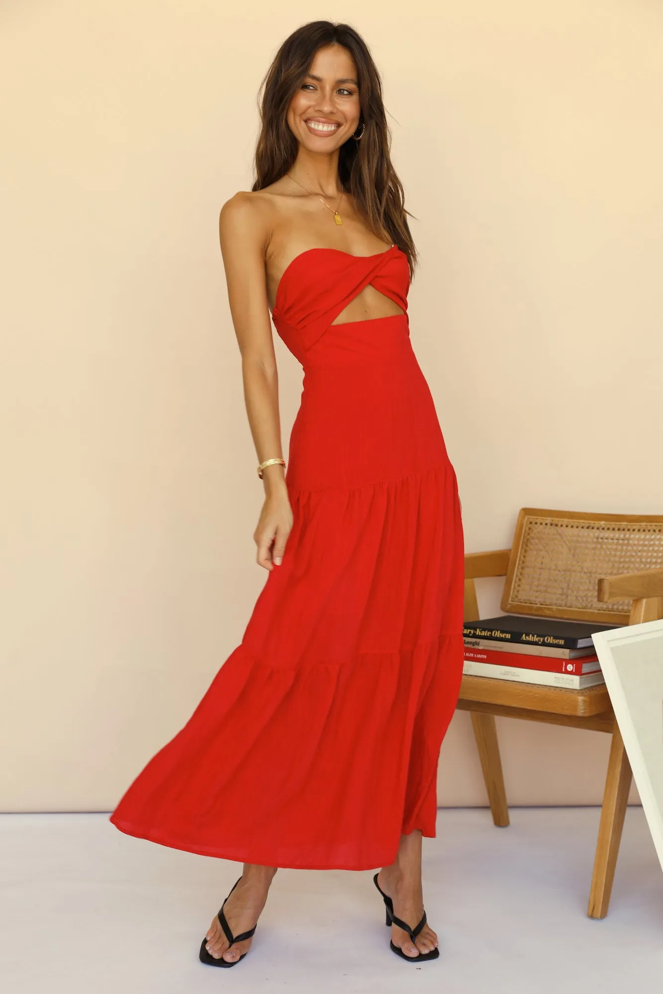 Free Falling Maxi Dress Red sold by Fortunate One product image thumbnail 2