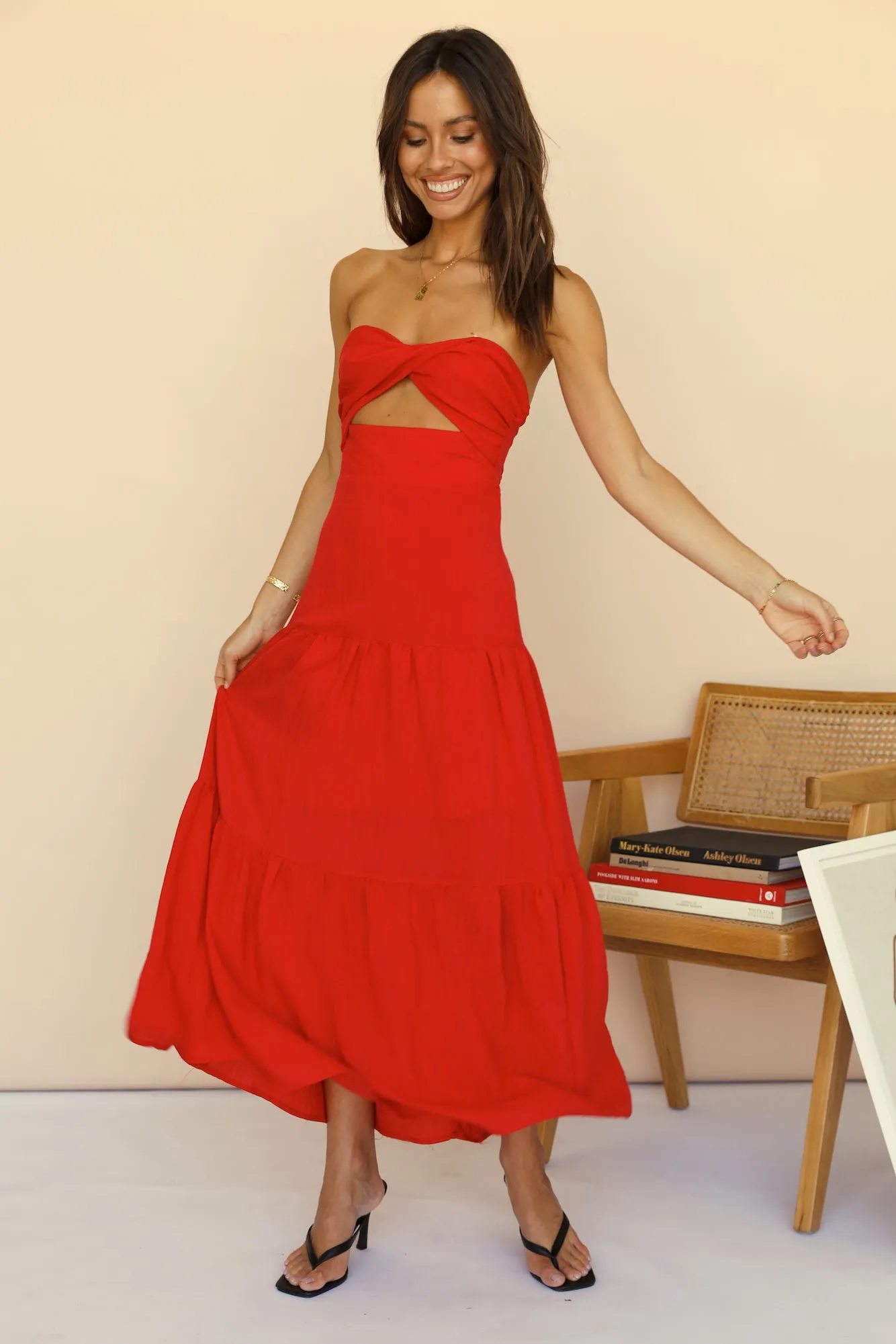 Free Falling Maxi Dress Red sold by Fortunate One product image thumbnail 3