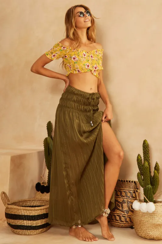 Rumi Maxi Skirt Khaki sold by Fortunate One