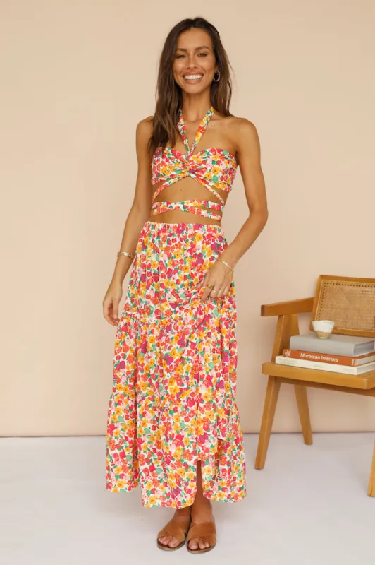 Wattlebush Maxi Skirt Red sold by Fortunate One