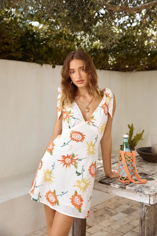 Sunshine Serenity Linen Mini Dress Orange sold by Fortunate One