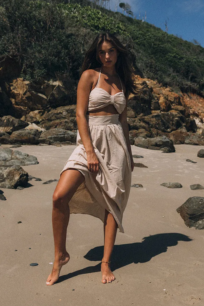 SNDYS Boat Linen Maxi Dress Brown sold by Fortunate One