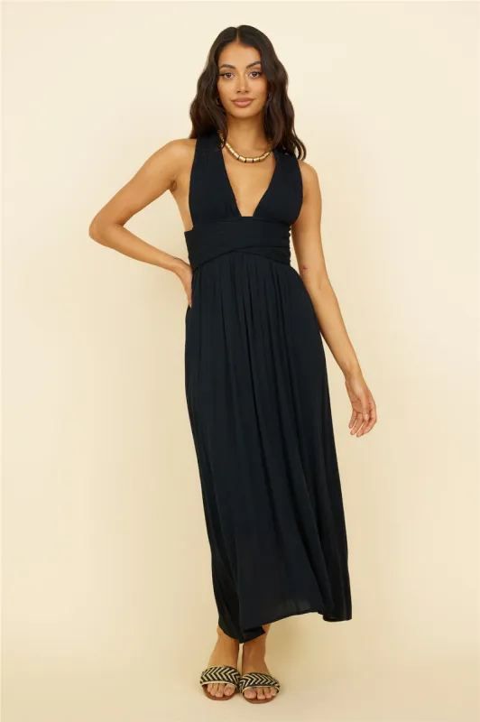 By The Ocean Midi Dress Black sold by Fortunate One