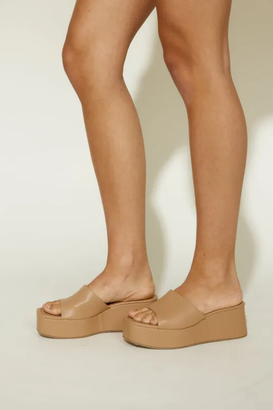 VERALI Millie Flatform Slides Light Camel sold by Fortunate One