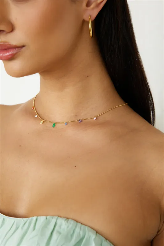 18k Gold Plated Rainbow Treasure Necklace Gold sold by Fortunate One