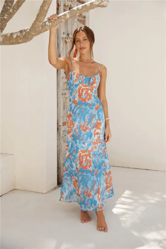 Peony Pillow Maxi Dress Blue sold by Fortunate One
