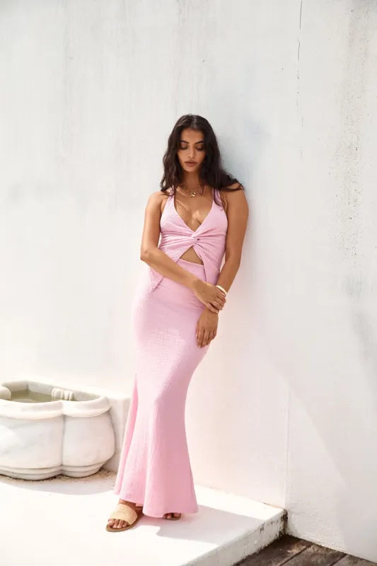 Palm Tree Paradise Maxi Skirt Pink sold by Fortunate One