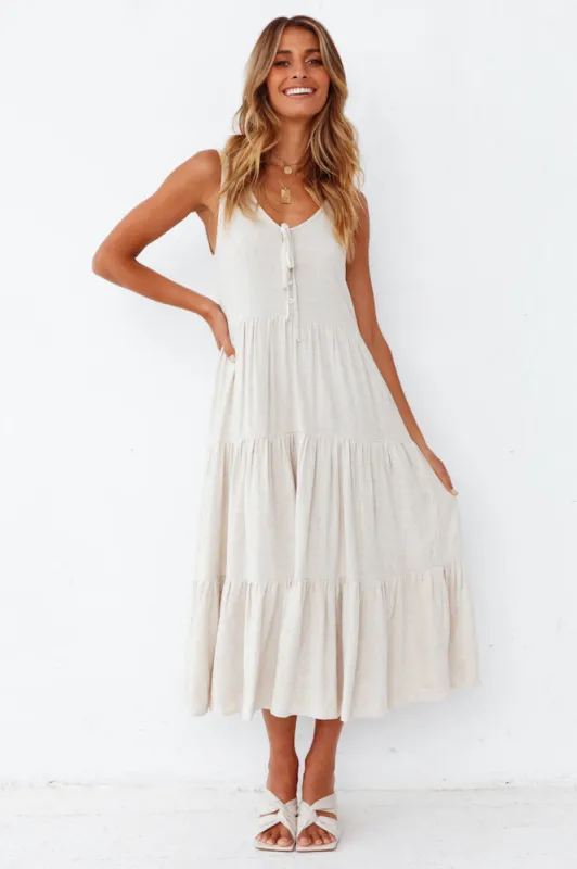 Welcome Summer Maxi Dress Beige sold by Fortunate One