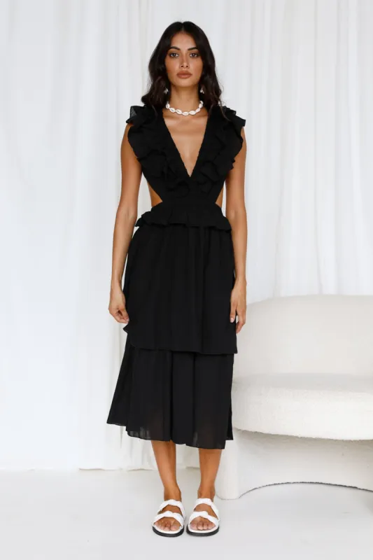 Our Falling Stars Maxi Dress Black sold by Fortunate One