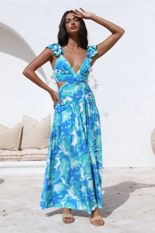 From Heaven Maxi Dress Blue sold by Fortunate One