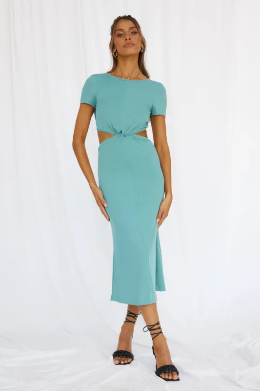 Last Night Midi Dress Teal sold by Fortunate One