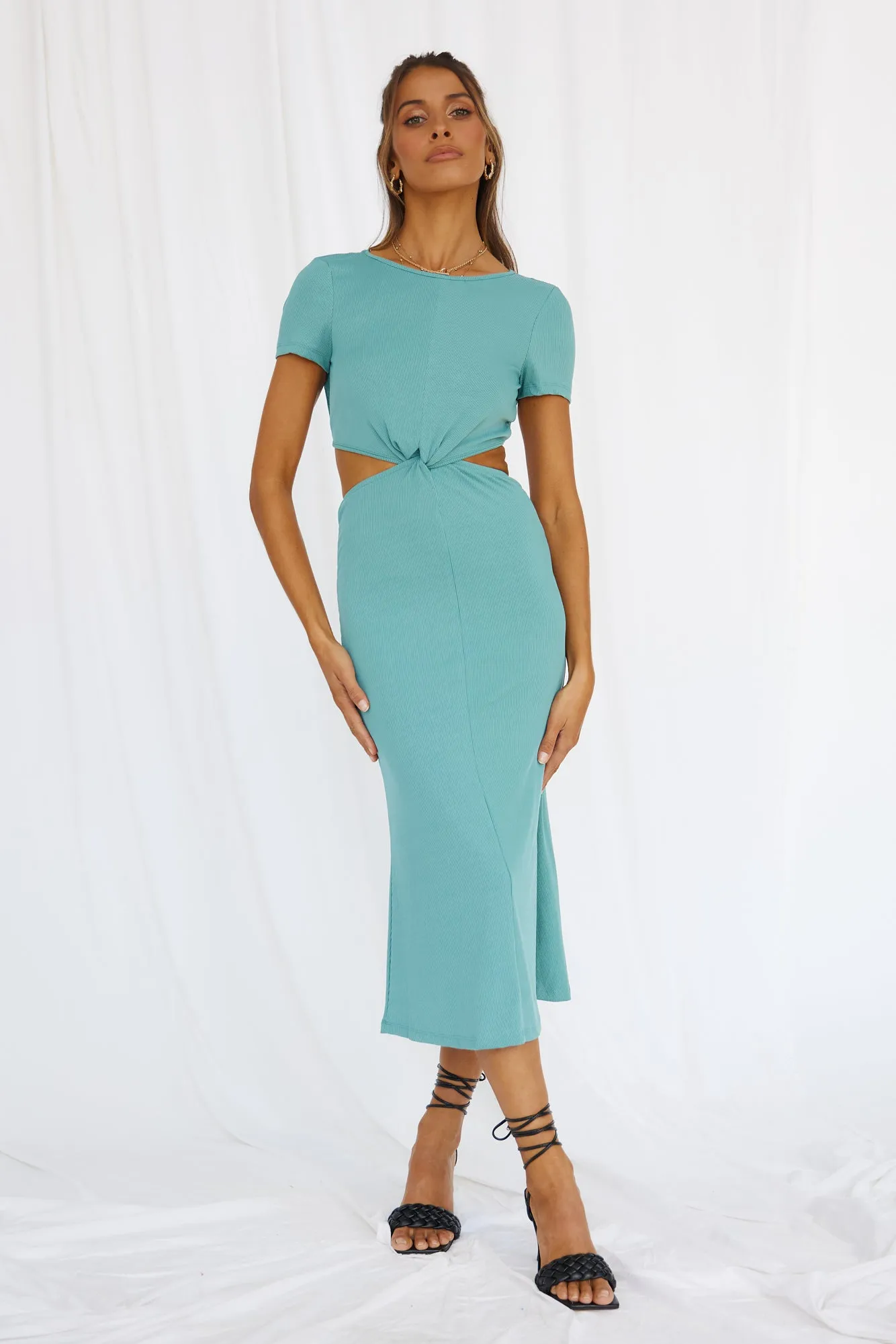 Last Night Midi Dress Teal sold by Fortunate One