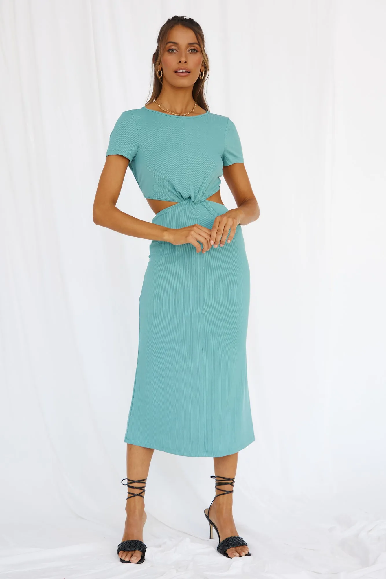 Last Night Midi Dress Teal sold by Fortunate One product image thumbnail 2