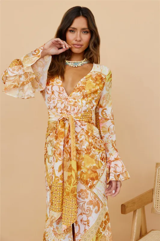 Around The Oasis Maxi Dress Orange sold by Fortunate One