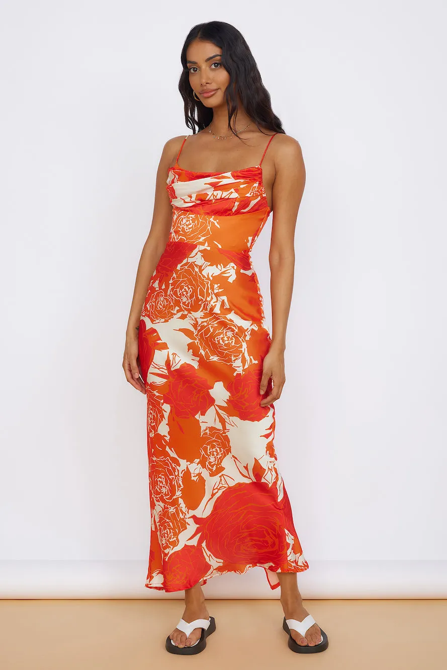 Fresh Blossom Maxi Dress Orange sold by Fortunate One
