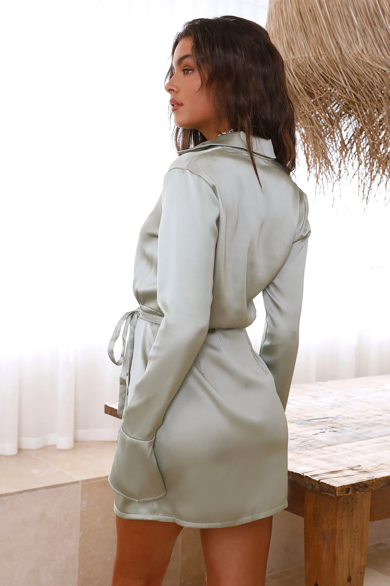 Wondering Why Mini Dress Sage sold by Fortunate One product image thumbnail 5