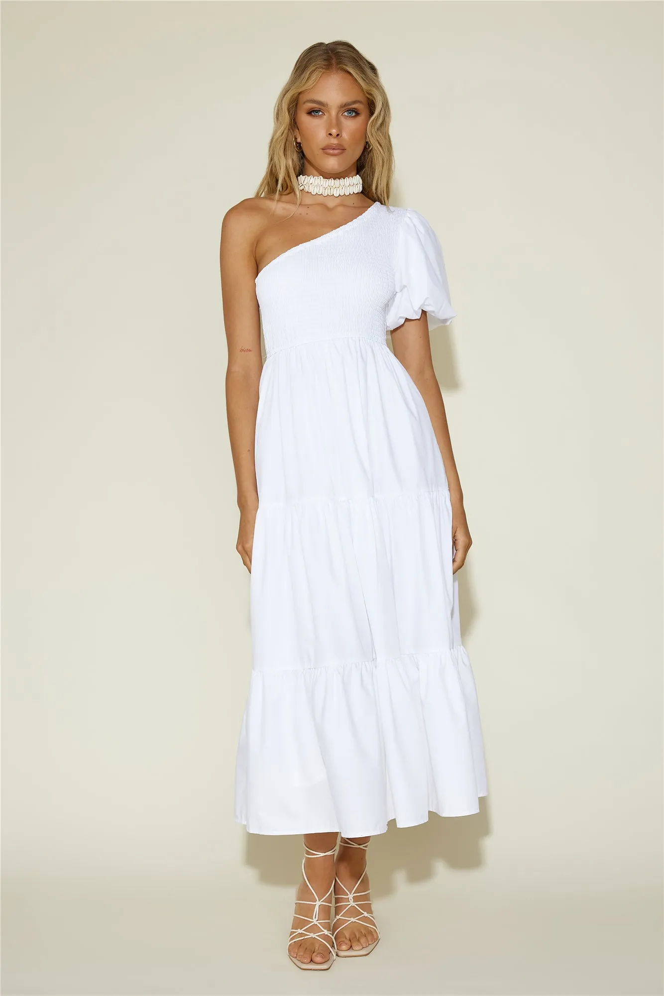 Strawberry Daiquiri Maxi Dress White sold by Fortunate One
