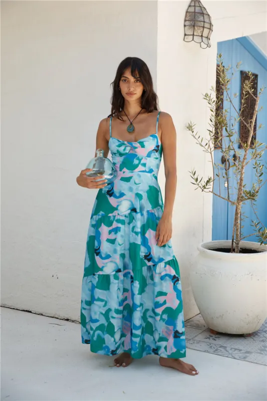 Aurora Lights Maxi Dress Blue sold by Fortunate One
