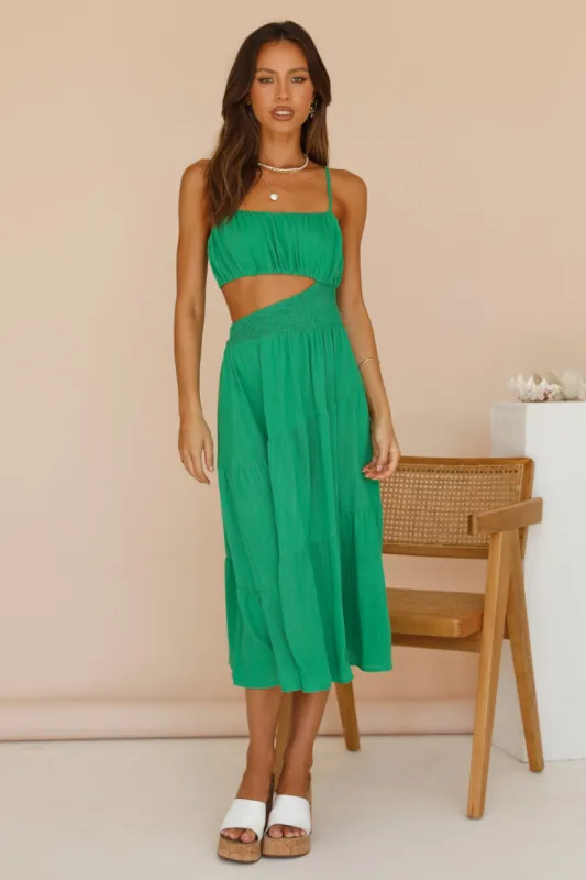 Feeling Fine Midi Dress Green sold by Fortunate One