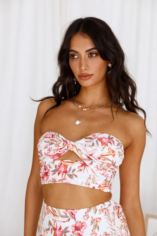 RUNAWAY THE LABEL Hydra Crop Top White Floral made by Runaway The Label