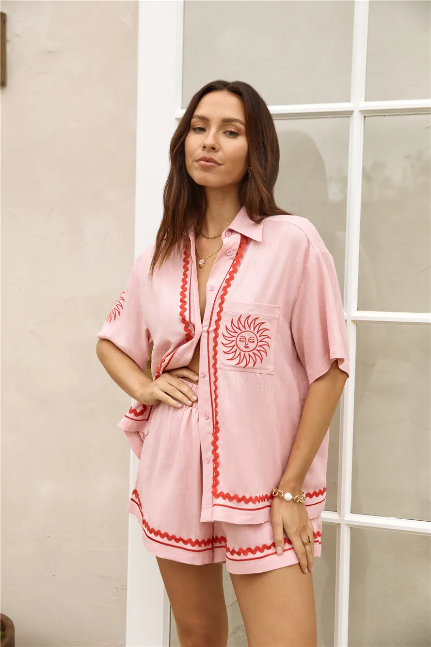 Blushing Beauty Linen Shirt Pink sold by Fortunate One product image thumbnail 3