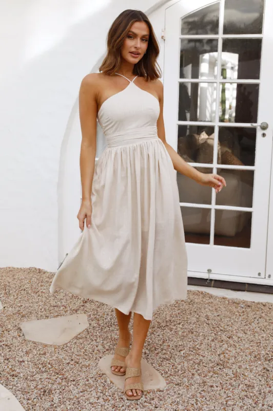 Sifting Sands Maxi Dress Beige sold by Fortunate One