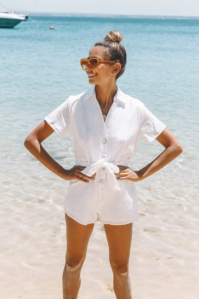 Easier To Stay Romper White sold by Fortunate One product image thumbnail 5