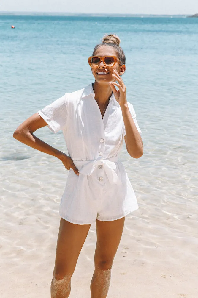 Easier To Stay Romper White sold by Fortunate One product image thumbnail 3