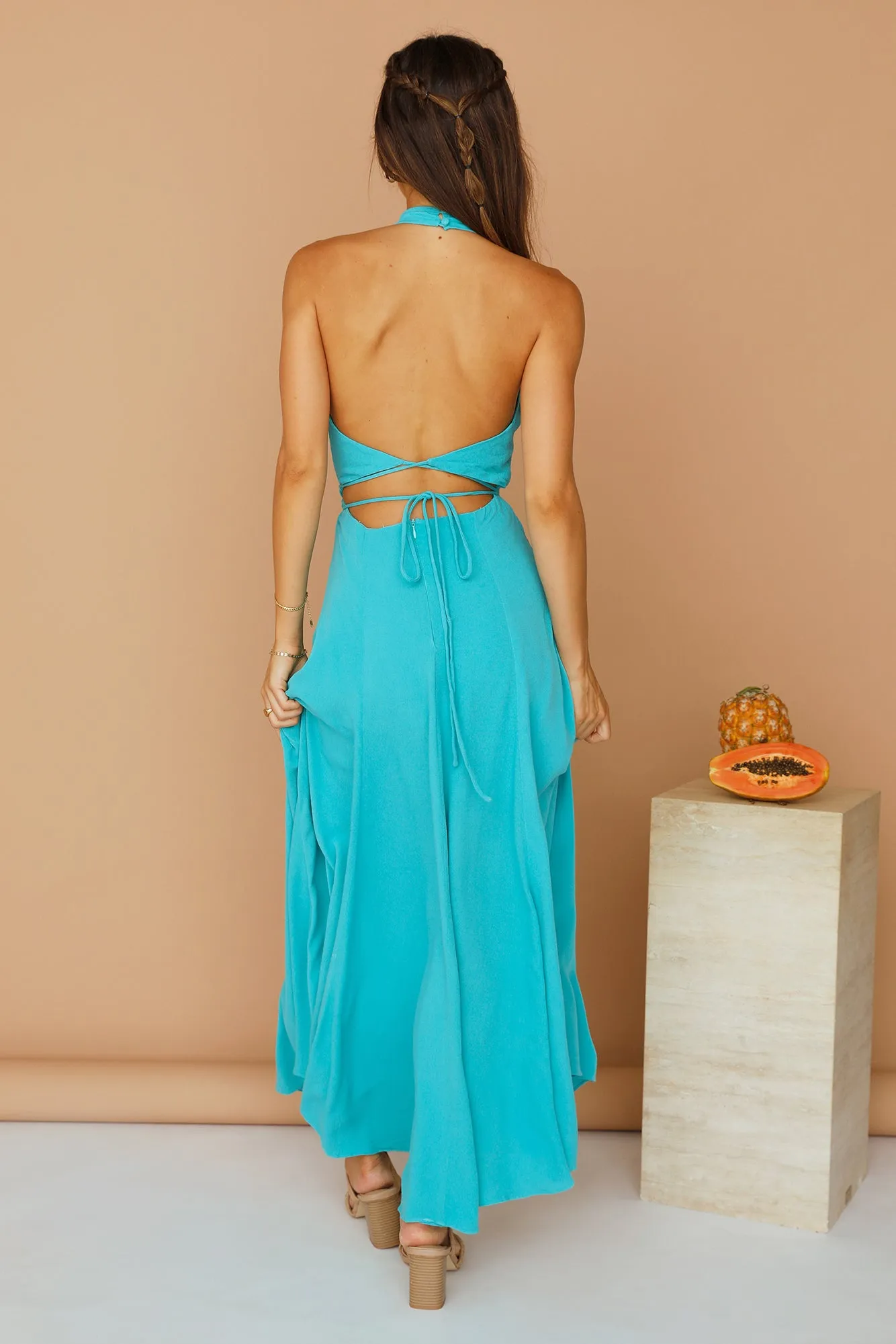 Slow Tempo Maxi Dress Aqua sold by Fortunate One product image thumbnail 5