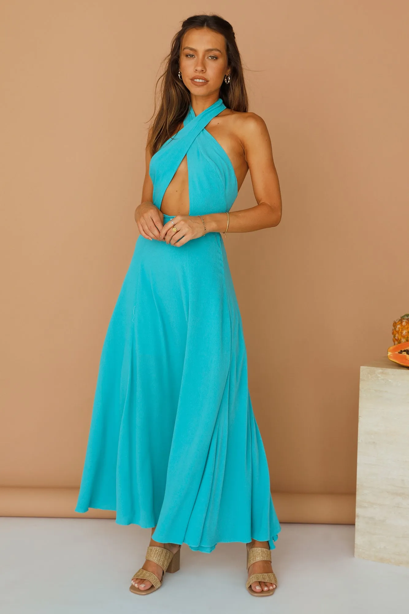 Slow Tempo Maxi Dress Aqua sold by Fortunate One product image thumbnail 2