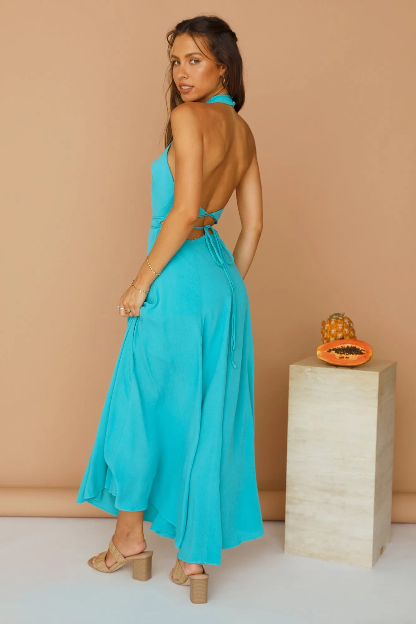 Slow Tempo Maxi Dress Aqua sold by Fortunate One product image thumbnail 4