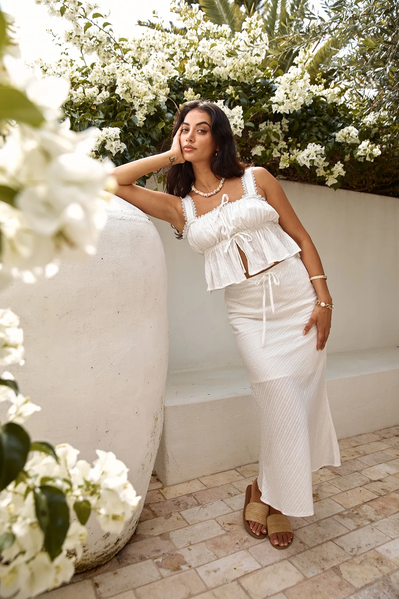 Gypsophila Maxi Skirt White sold by Fortunate One