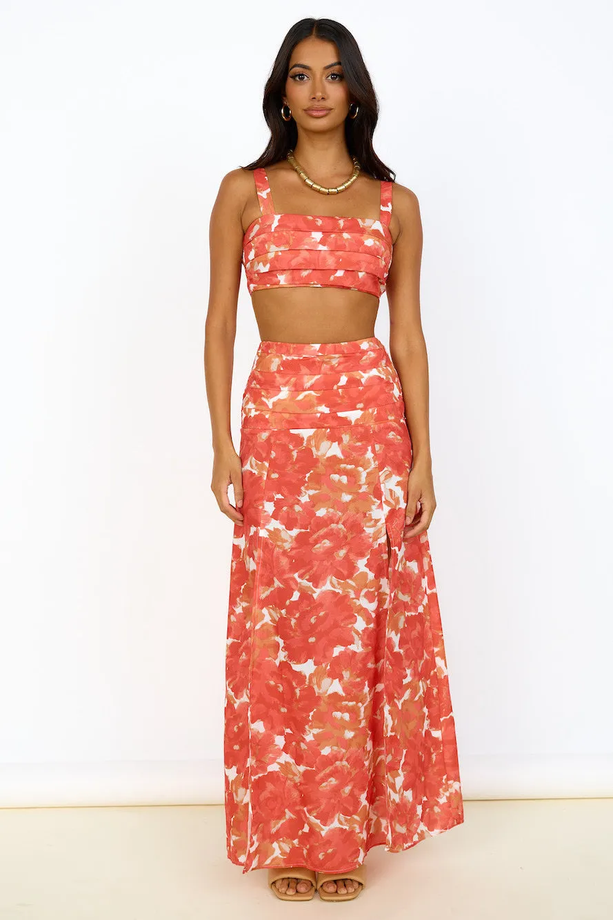 Golden Sunset Maxi Skirt Orange sold by Fortunate One