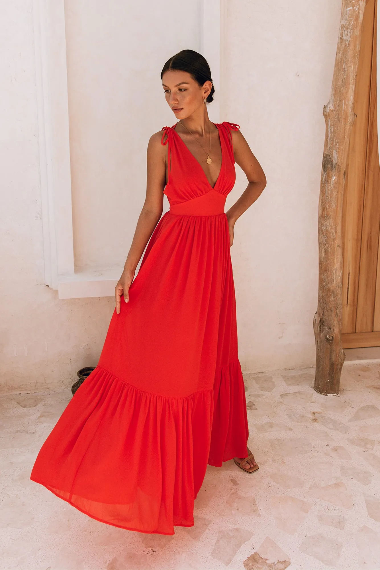 HELLO MOLLY Stand Out Heart Maxi Dress Bright Red sold by Fortunate One