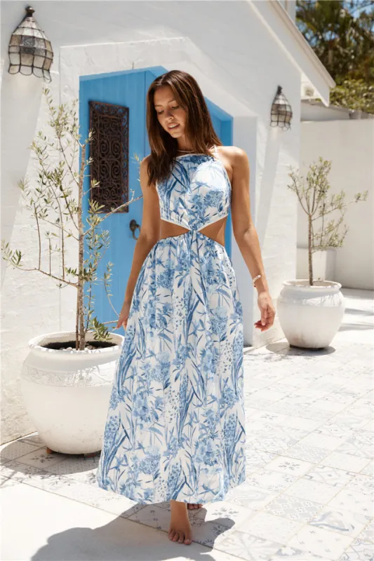Surf Shack Maxi Dress Blue sold by Fortunate One