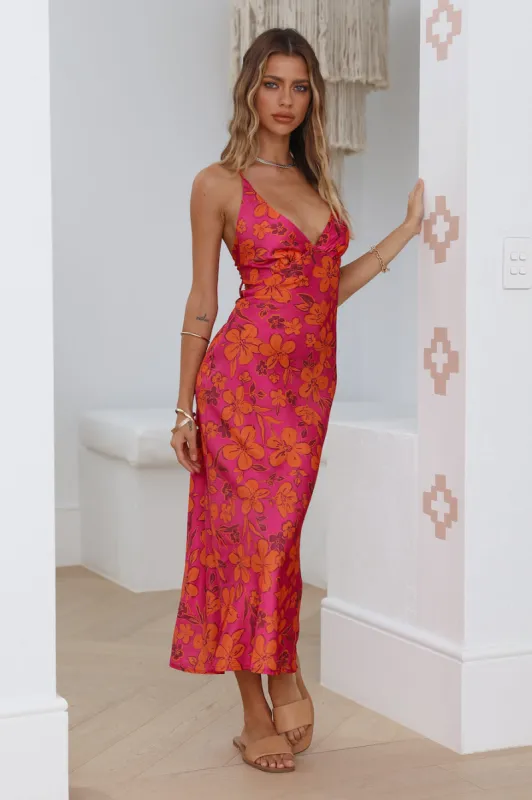 Frangipani Dreams Maxi Dress Pink sold by Fortunate One