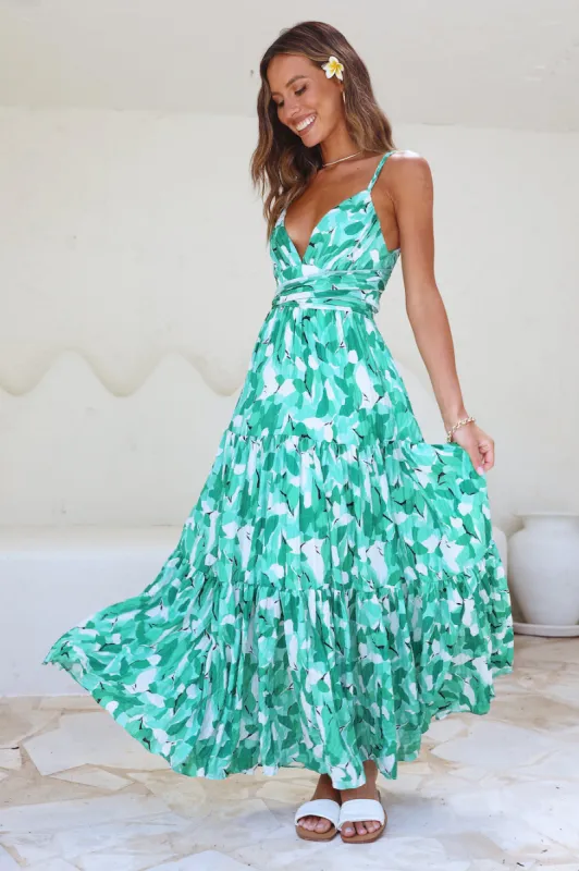 Blissful Memories Maxi Dress Green sold by Fortunate One