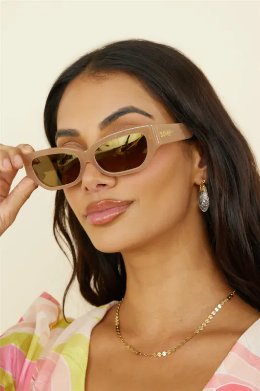 BANBÉ The Georgia Sunglasses Butterscotch Caramel Chrome sold by Fortunate One