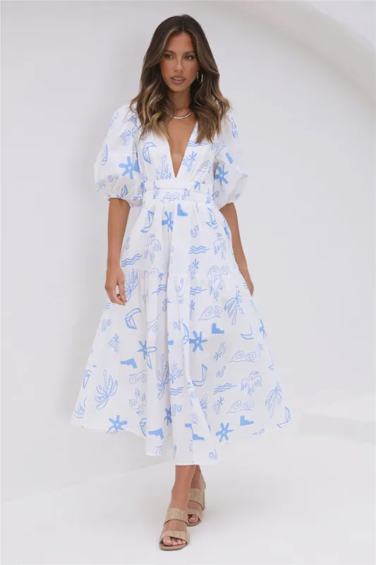 By The Seaside Maxi Dress Blue sold by Fortunate One