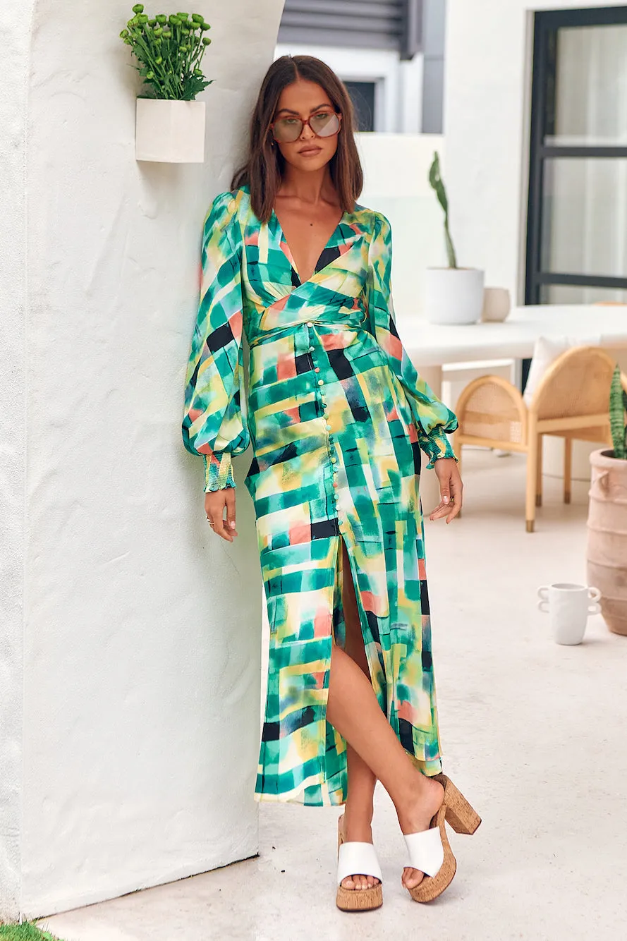 Starry Night Maxi Dress Green sold by Fortunate One